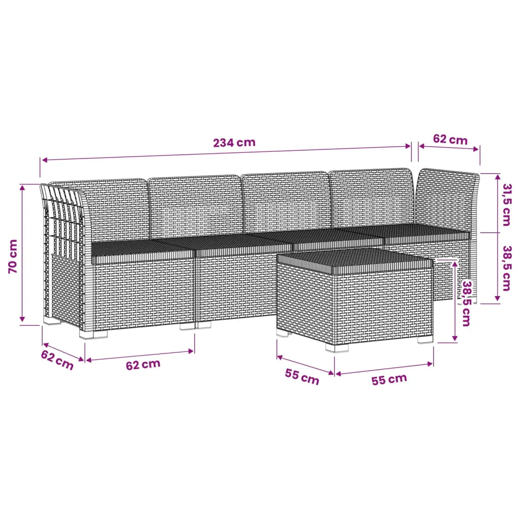 Divano da Giardino a 4 Posti in Stile Rattan PP Marrone 3443851