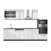 Cucina componibile Fame-Line Bianco lucido/Antracite 300 cm con armadio alto, PL Antracite Vicco