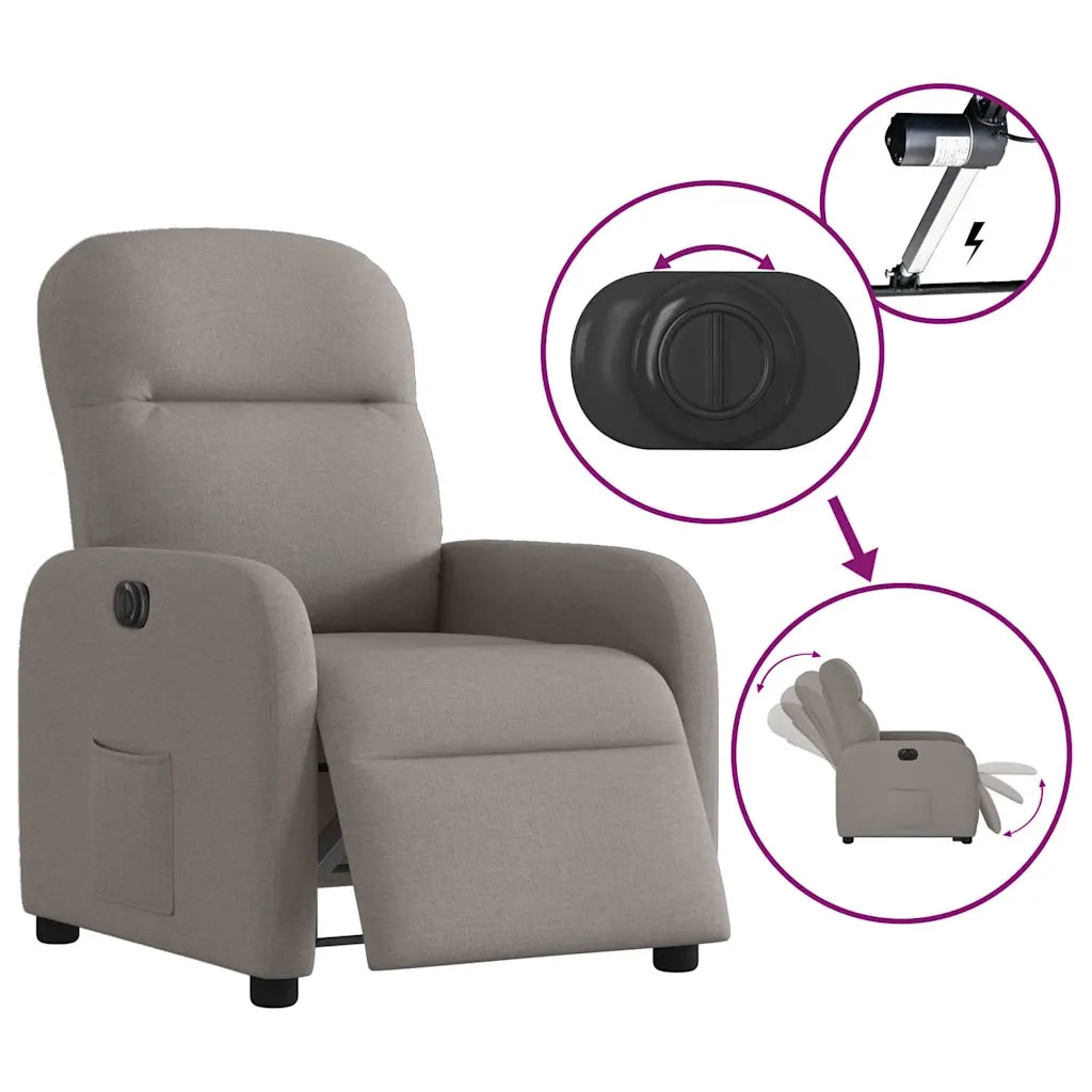 Poltrona Elettrica Reclinabile Tortora in Tessuto 3302959