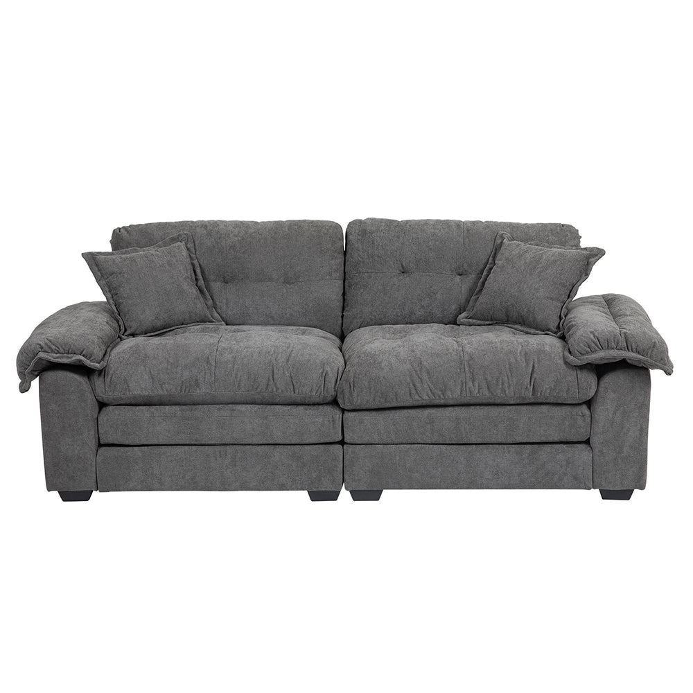 Canap¨¦ semplice profondo in chenille 213 cm - Xylo - Cuscini doppio strato (schiuma memory + molle)