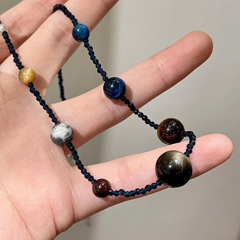 Collana colorata con perline di cristallo e pietre naturali, regalo di Natale o compleanno.