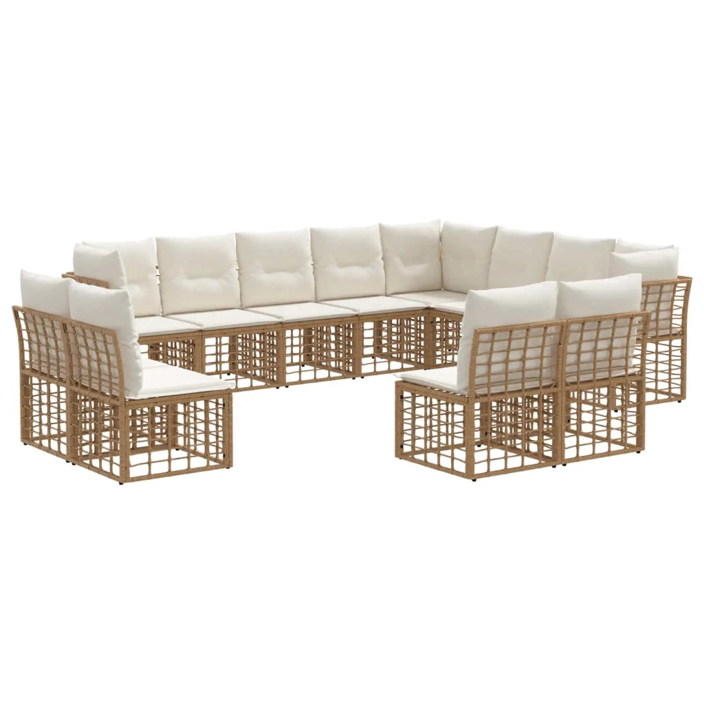 Set di divani da esterno Naturale e Bianco Crema Poliestere