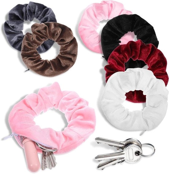 Set di 6 scrunchies morbidi con chiusura a zip - Elastici per capelli per bambine - Accessorio per il mare - Elastici per capelli da viaggio - Contenitore per denaro - Accessori per capelli per bambine 

Modello: Allecto Plus
Set di 6 pezzi