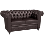 Divano Chesterfield 2 Posti ¨C zephmum ¨C Ecopelle Marrone 160x84x80 cm