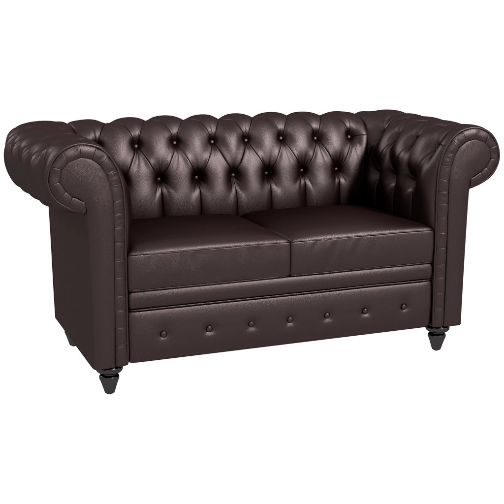 Divano Chesterfield 2 Posti ¨C zephmum ¨C Ecopelle Marrone 160x84x80 cm