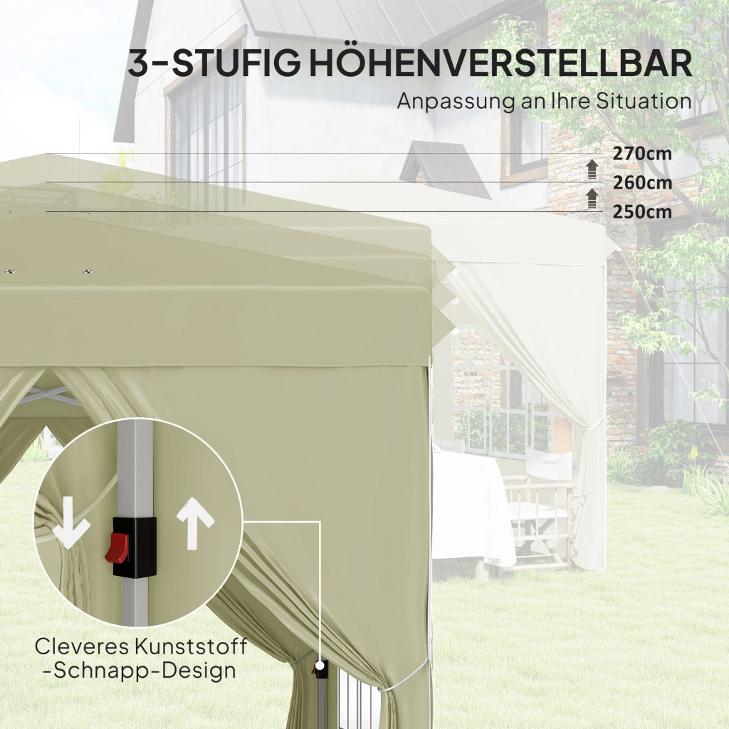 Gazebo pieghevole con pareti laterali e borsa da trasporto ¨C zephmum ¨C cremewei? 2.5x2.5m