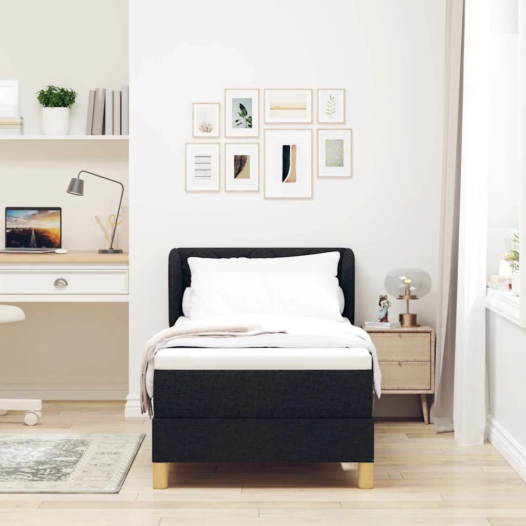Letto a molle con materasso Nero 80 x 200 cm Tessuto 3340243
