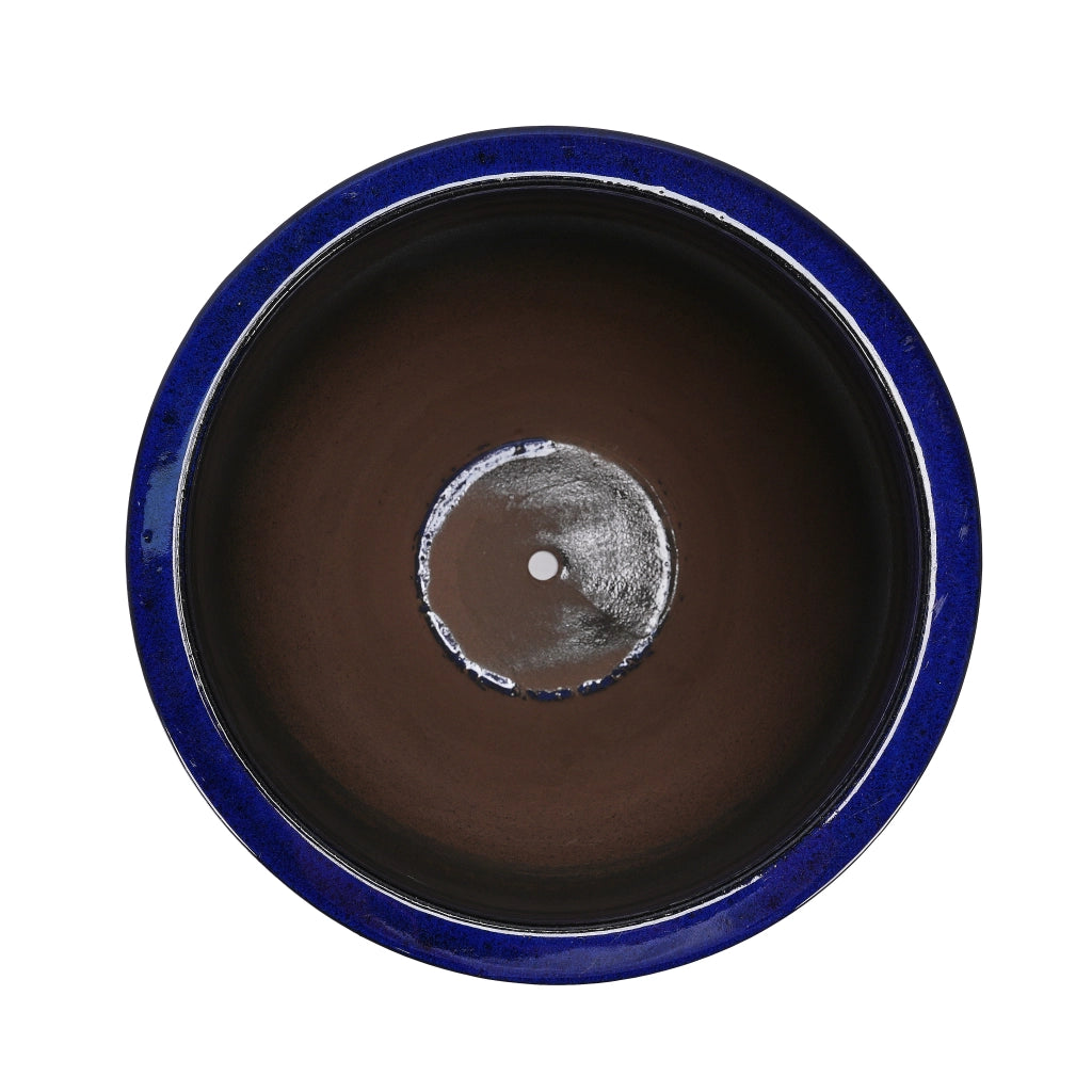Vaso in ceramica artigianale smaltato blu zaffiro Ø 42 × H 54 cm