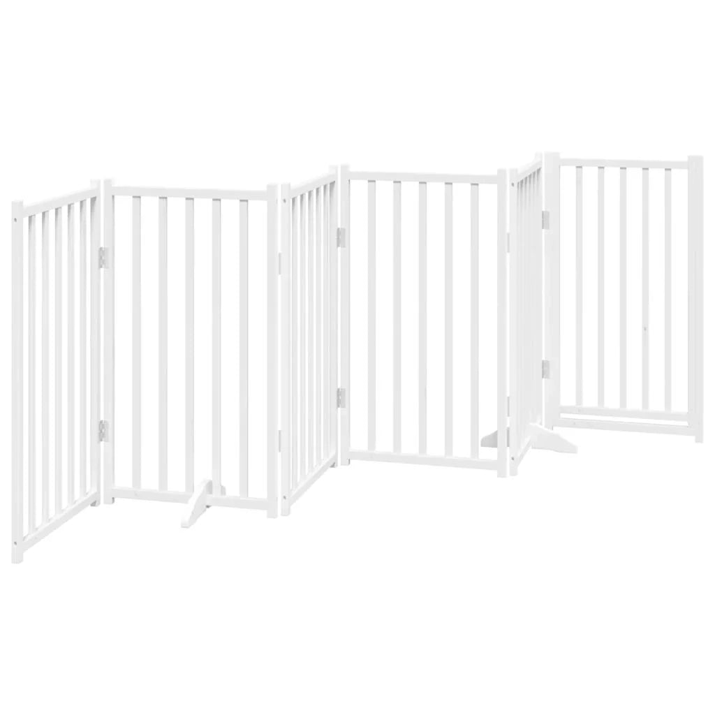 Cancelletto di sicurezza per cani con porta 6 pannelli legno massello di abete bianco 02_0023330