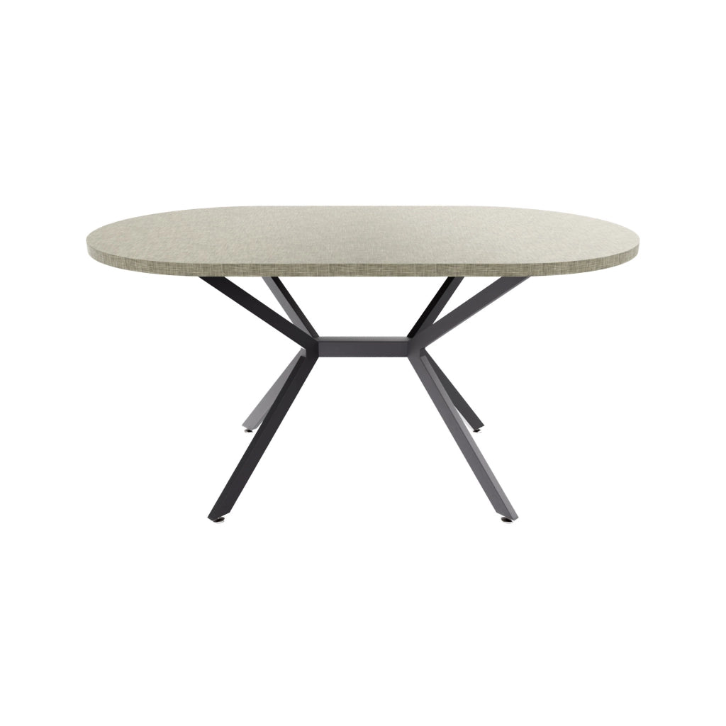 Marui Small - Tavolo da pranzo ovale 150x90 cm in Legno Testurizzato con Piede Centrale in metallo Ashi