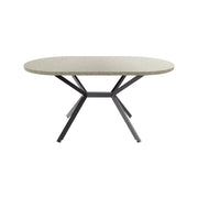 Marui Small - Tavolo da pranzo ovale 150x90 cm in Legno Testurizzato con Piede Centrale in metallo Ashi