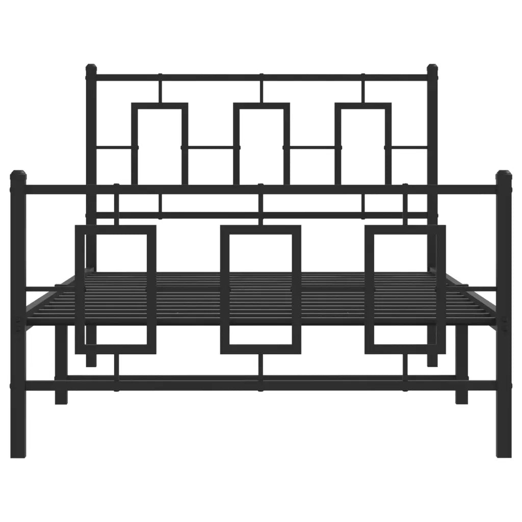 vidaXL Giroletto con Testiera e Pediera Metallo Nero 100x200 cm