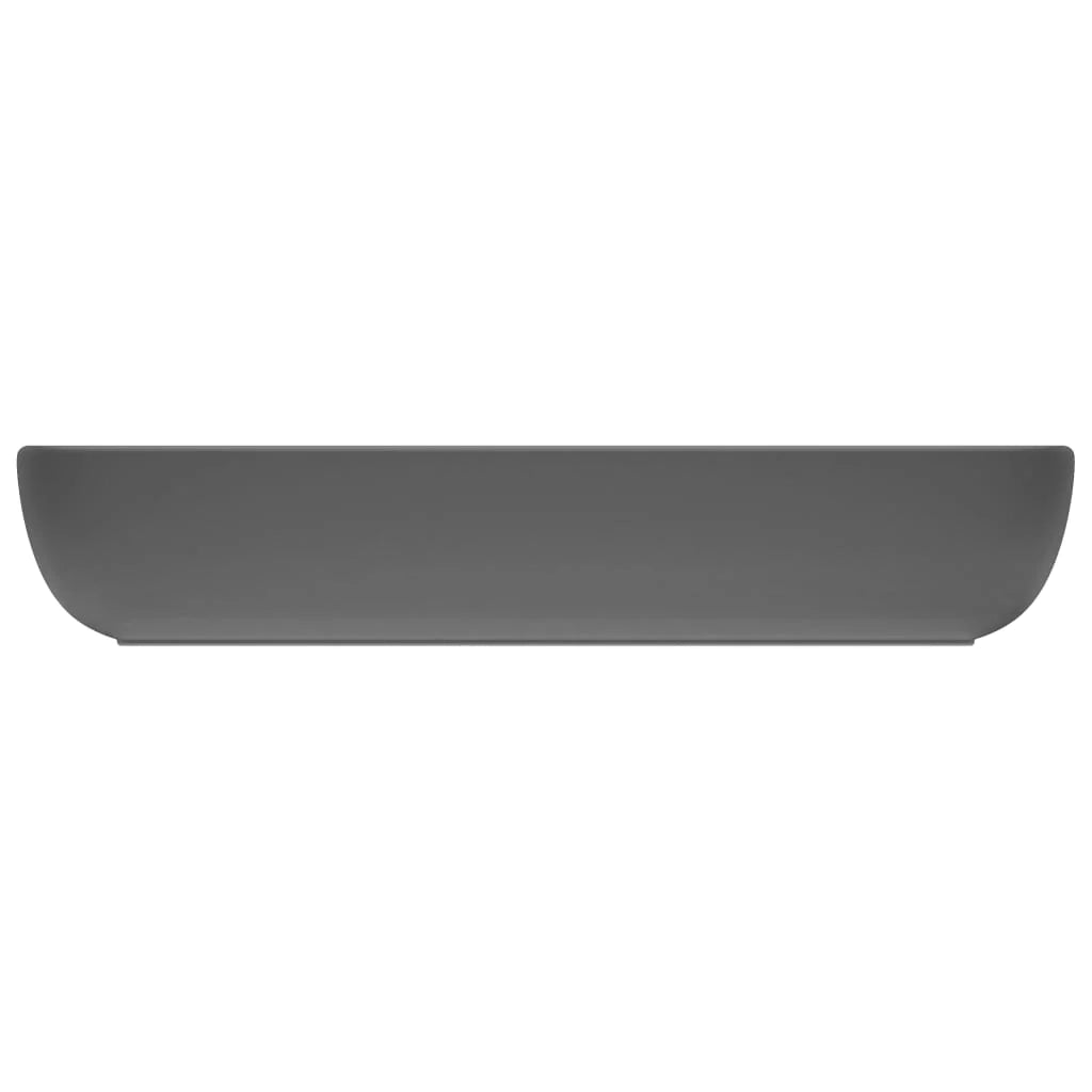 Lavabo da appoggio rettangolare di lusso lavabo da bagno vano trucco finitura opaca 71 x 38 cm ceramica grigio scuro 02_0002703