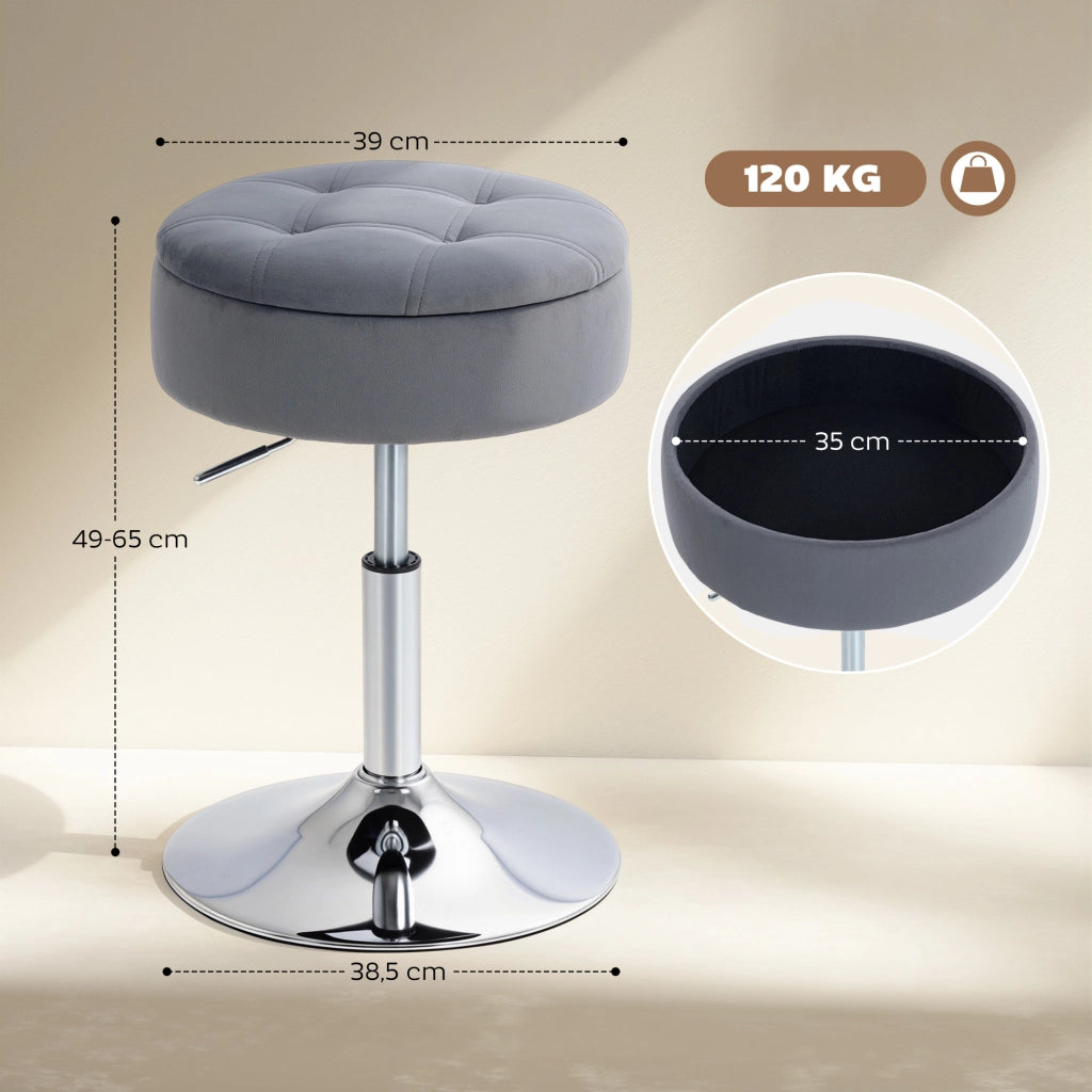 Sgabello da Bar Imbottito con Braccioli e Seduta Girevole ¨C Zephmum ¨C Grigio 39x39x65 cm