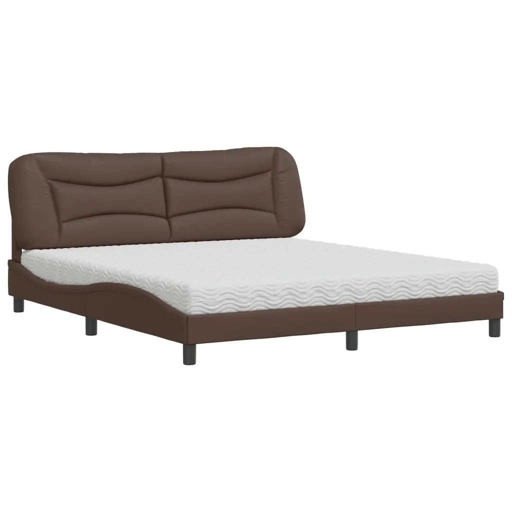Letto con Materasso Marrone 180x200cm in Similpelle