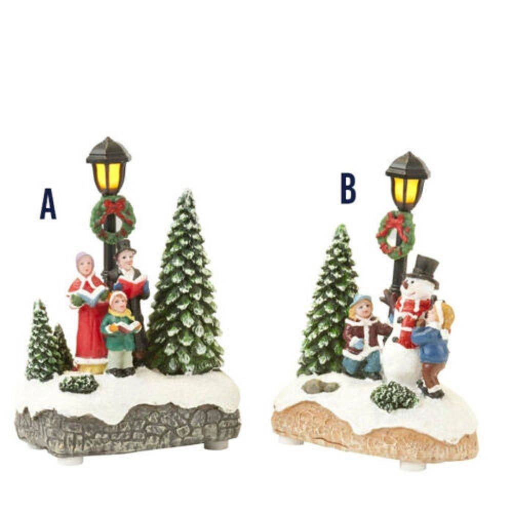 Trade Shop - Paesaggio Statuette Tema Natalizio Da 12,5 Cm Con Luce A Led Vari Modelli -