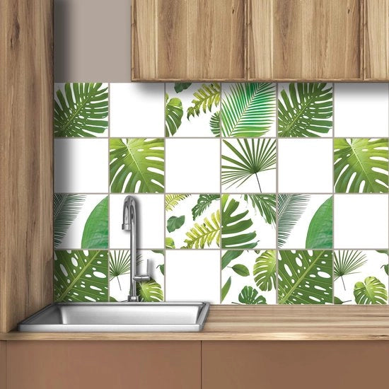 Deco tegellijm per 32 pezzi per bagno, decorativi per pavimento in stile mattonella per cucina, sala da pranzo e bagno, pellicola per pavimento / 15 x 15 cm / T1018