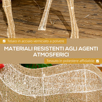 Decorazione Natalizia da Interno ed Esterno 66x25x135 cm a Forma di Renna con 137 Luci LED Oro