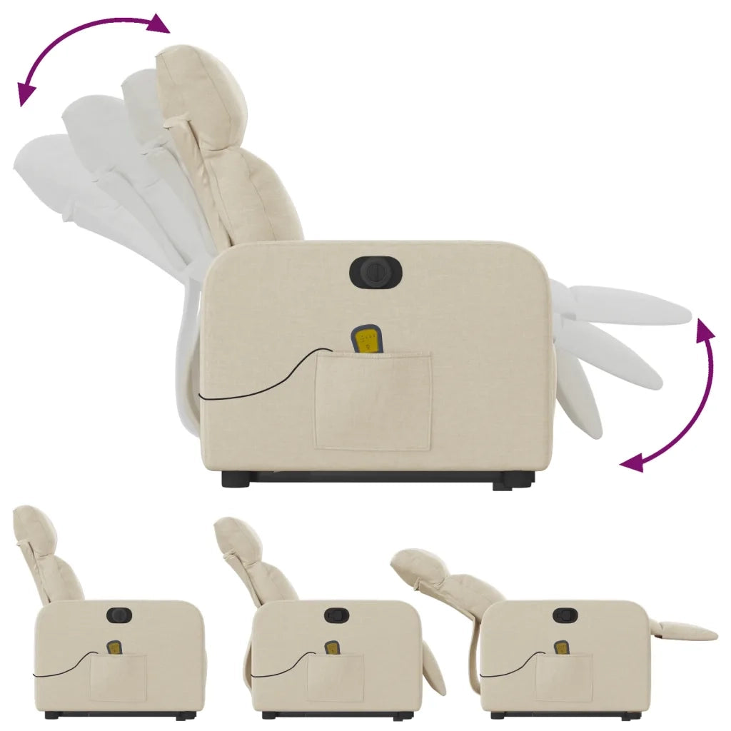 Poltrona Alzapersona Massaggiante Elettrica Crema in Tessuto 3206734