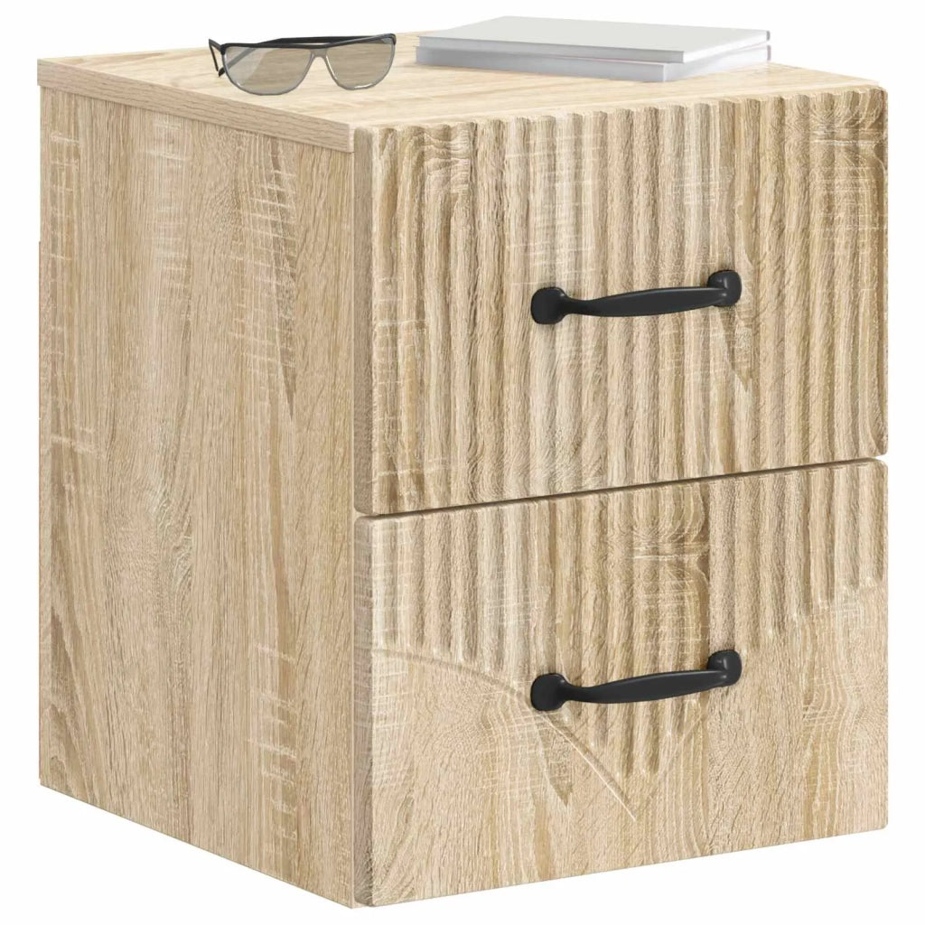 Set di 2 Comodini | Armadio da Notte | Mobiletto da notte a muro Rovere Sonoma 34,5 x 33 x 40 cm