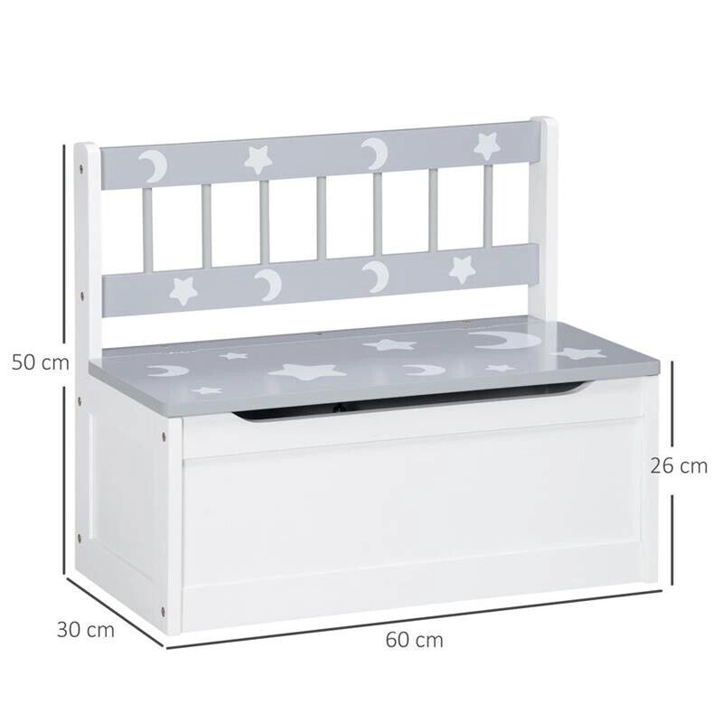 CASSAPANCA MODERNA PORTAGIOCHI CON LEVA A GAS 60X30X50 CM BIANCO E GRIGIO
