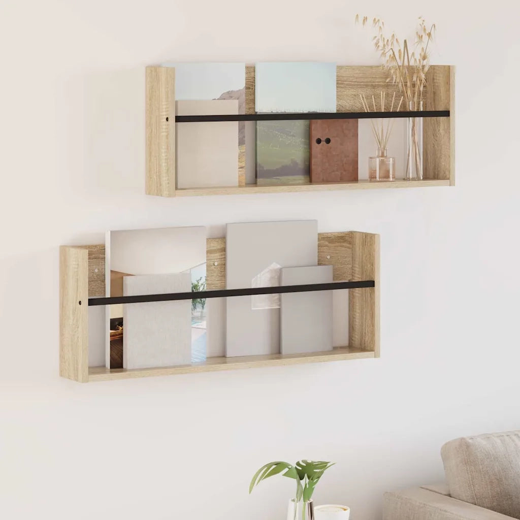 Scaffale per riviste 2 pcs Rovere Sonoma 80 x 12 x 30 cm
