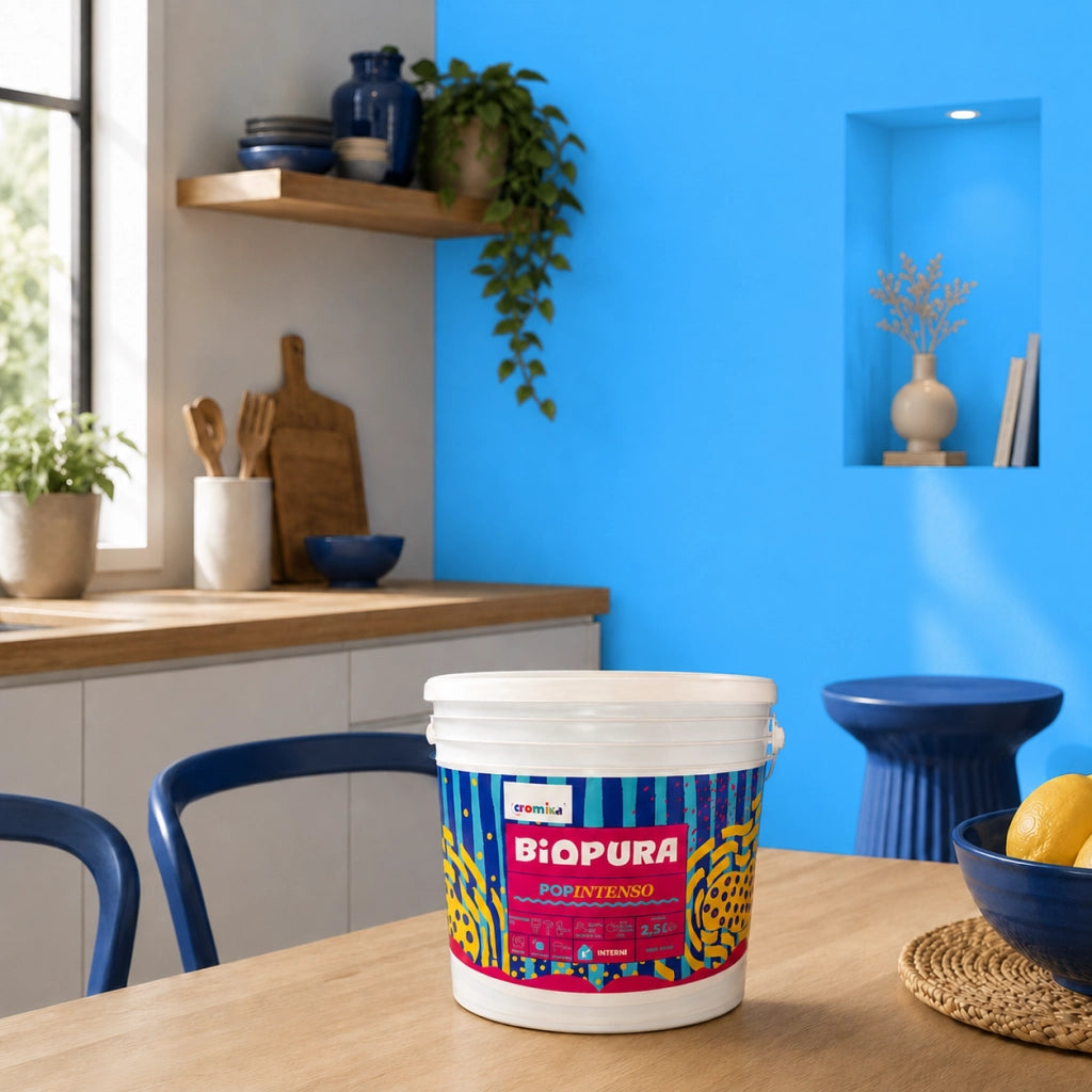 Popintenso palestra e decori interni pittura murale lavabile e coprente cromika *** formato 2.5 lt, colore- blu splas...