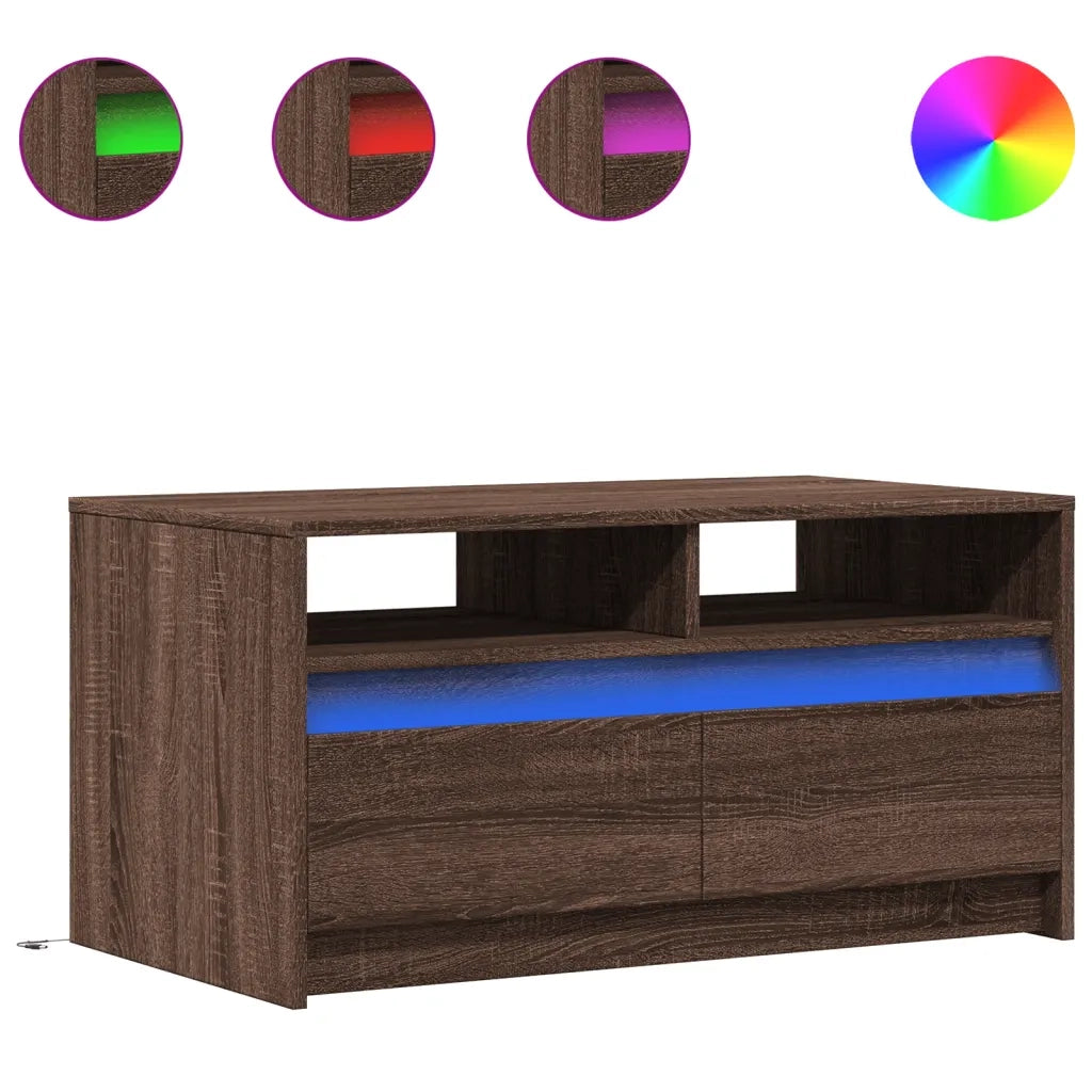 vidaXL Tavolino da Salotto con Luci LED Rovere Marrone in Truciolato