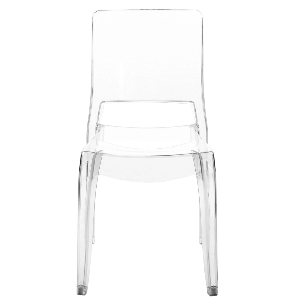 Set di 2 sedie trasparenti schienale in materiale sintetico senza braccioli impilabili sala da pranzo moderna
