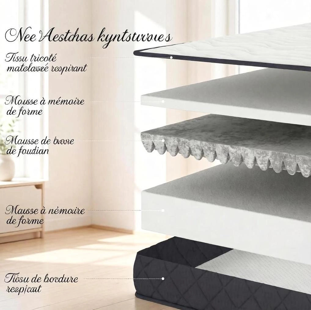 Materasso 90x190 cm in memory foam, poliestere bianco e grigio, singolo