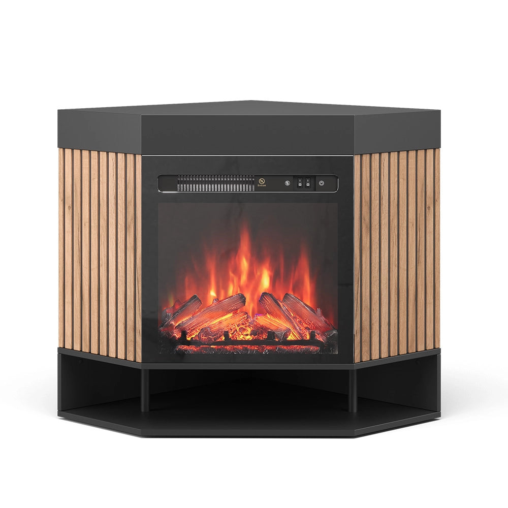 Vicco Caminetto elettrico Nero 100 cm con effetto fiamma realistico e riscaldatore da 1800W