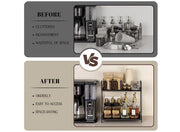 Organizzatore caffè, accessorio e organizzatore per bar caffè, in legno, mobile per caffè, tavoli di lavoro, griglia per spezie, 2 piani, caddy caffè per cucina, casa, ufficio, nero