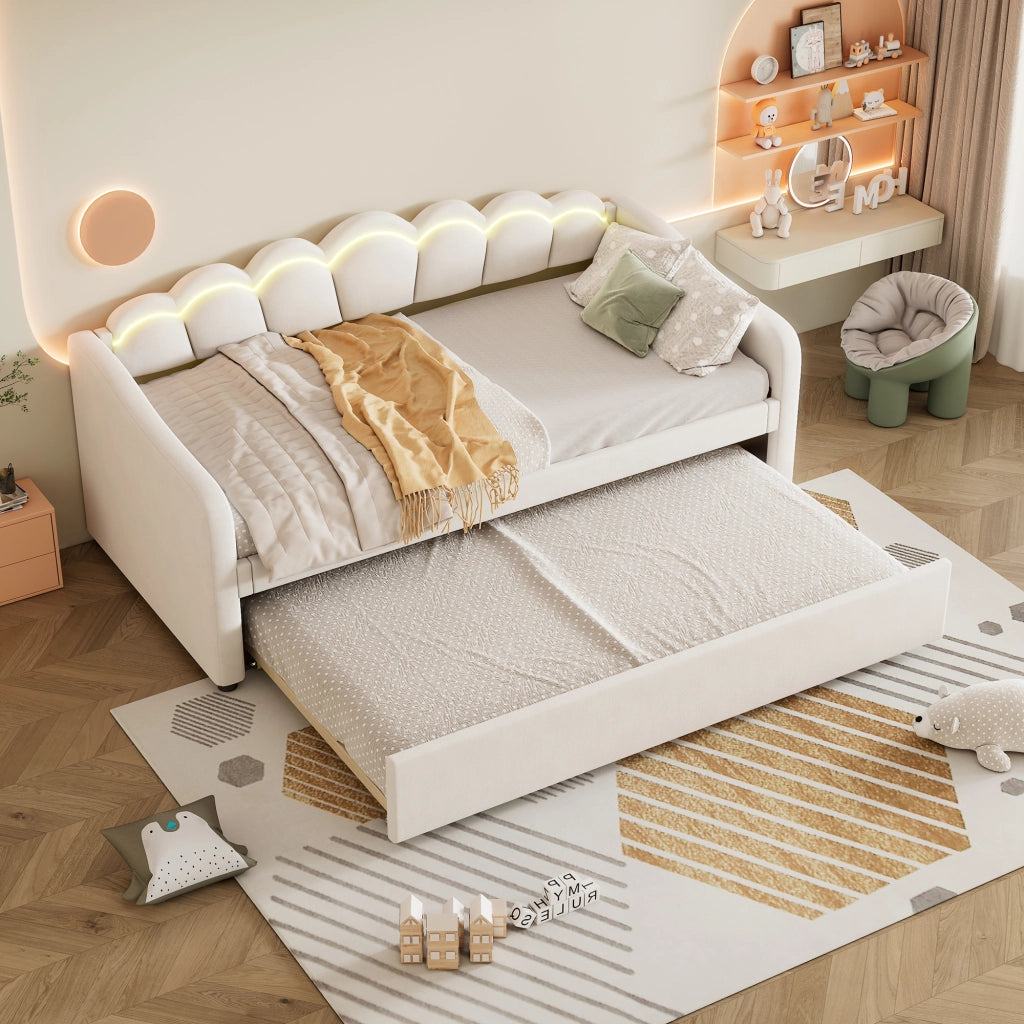 Tagesbett con letto estraibile velluto 90x200 cm