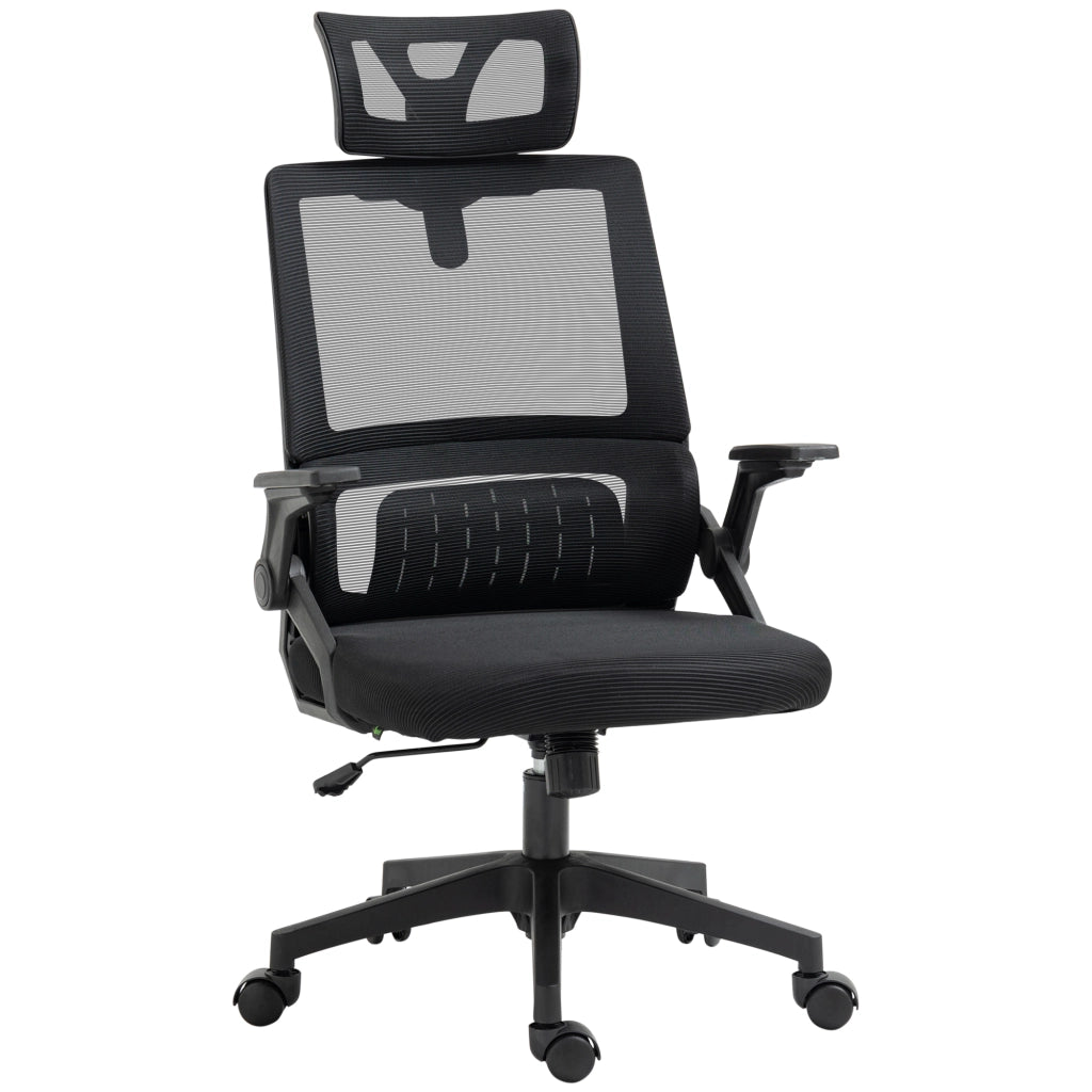 SEDIA da ufficio ergonomica regolabile con poggiatesta rete nera