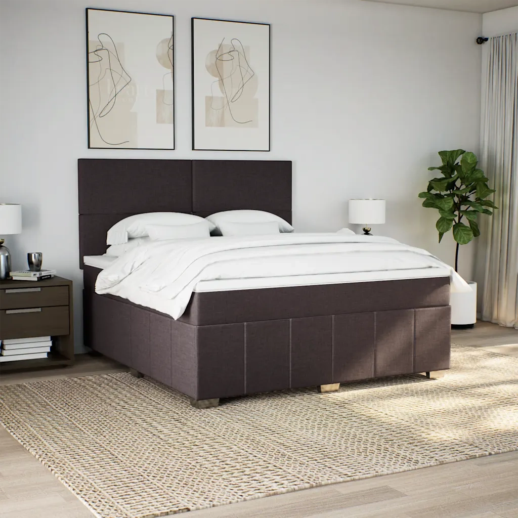 vidaXL Giroletto a Molle con Materasso Marrone Scuro 180x200cm Tessuto