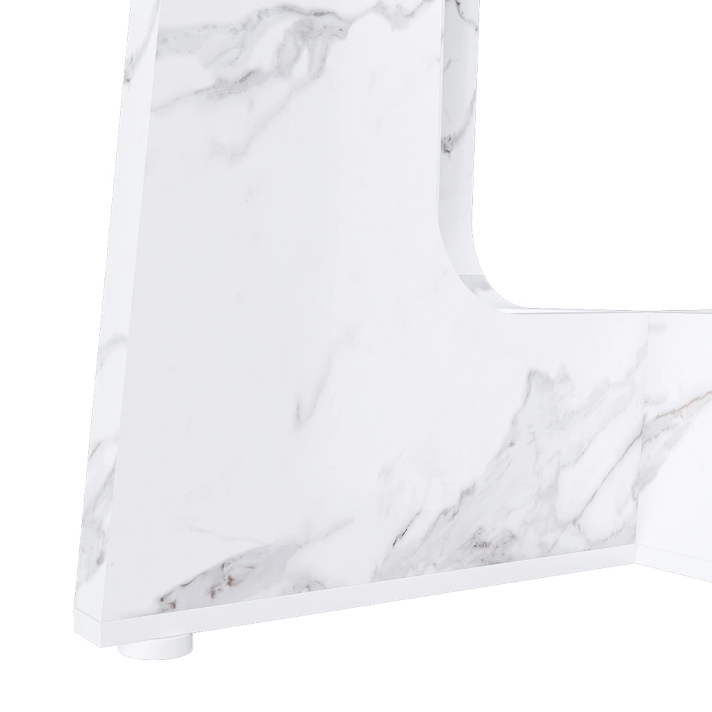 Tavolo da pranzo rotondo Ø 120 cm in MDF bianco effetto marmo, per 4-6 persone