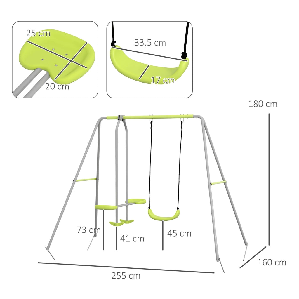 Altalena per Bambini ¨C zephmum ¨C Grigio e Verde 255x160x180 cm