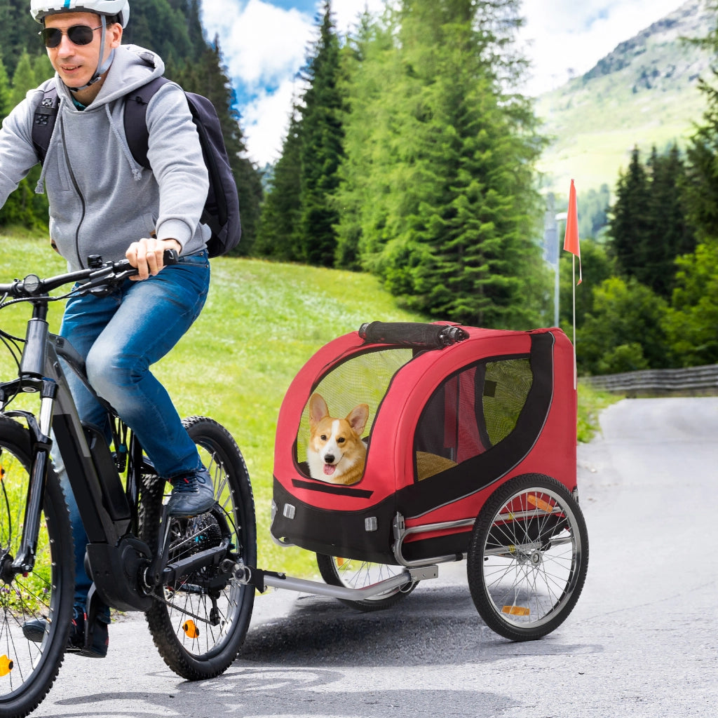 Trasportino Bici per Cane con Attacco Universale ¨C Zephmum ¨C Acciaio Rosso e Nero