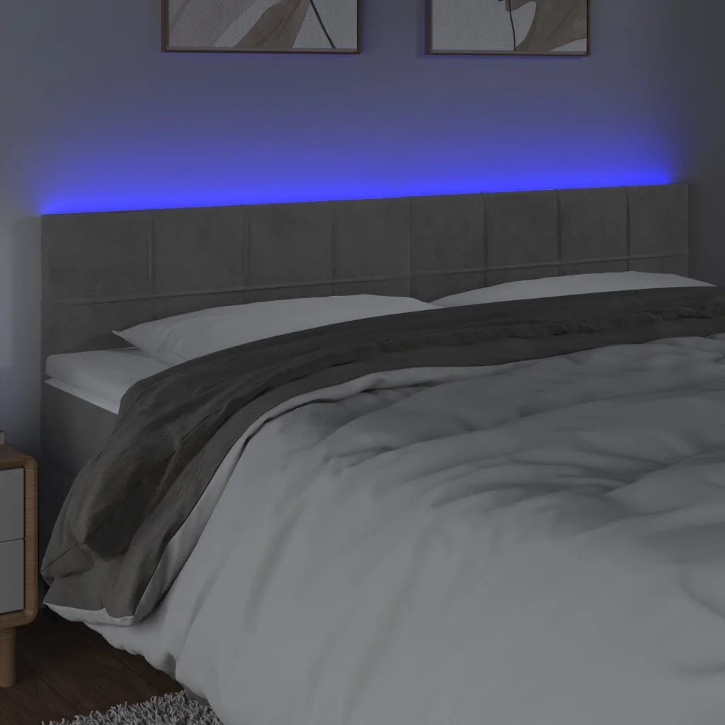 Testiera a LED Grigio Chiaro 180x5x78/88 cm in Velluto 3121672
