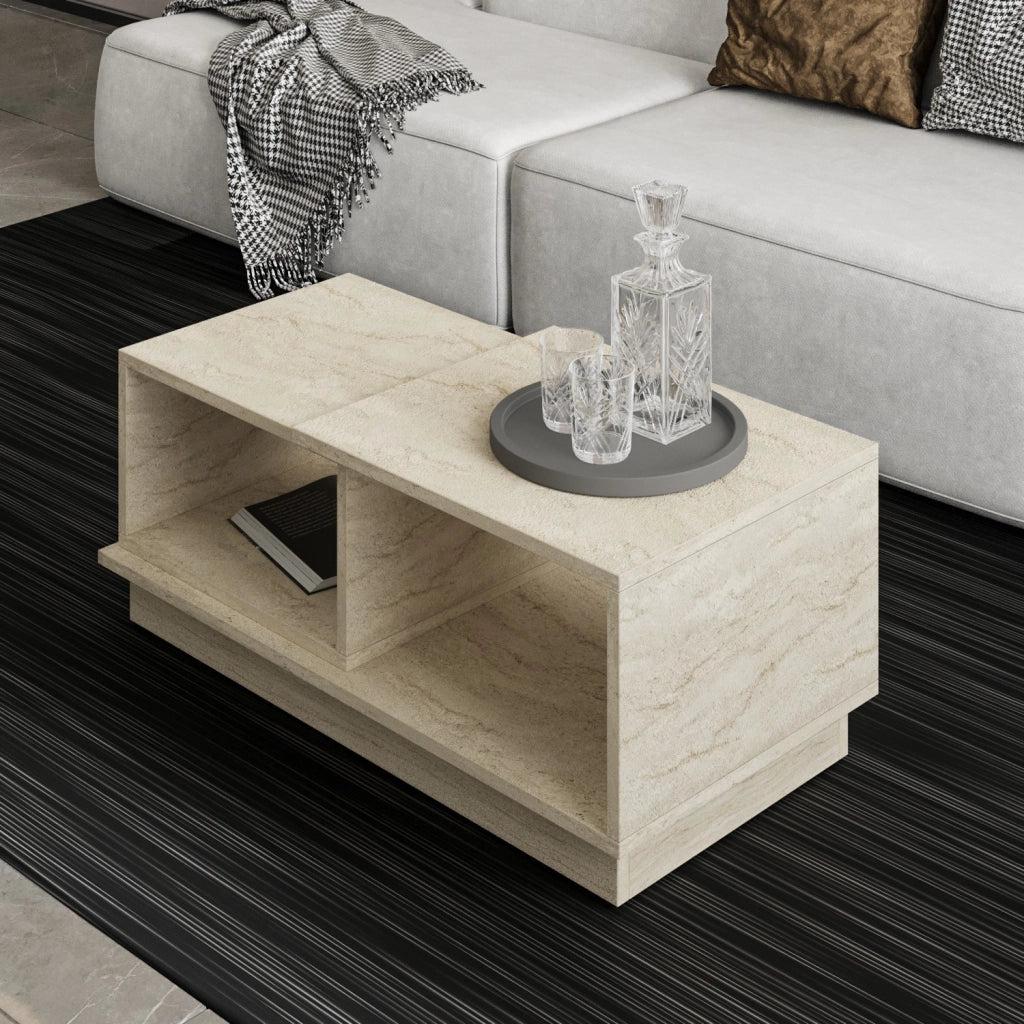 Tavolino in legno "Consept" - 90 x 45 x 36 cm - Travertino