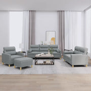 Set Divani 4 pz con Cuscini Grigio Chiaro in Tessuto
