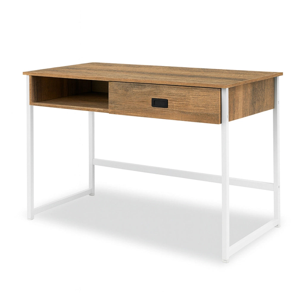 Otari - Scrivania in stile industrial oak con cassetto e vano a giorno, 110x50xH76 cm