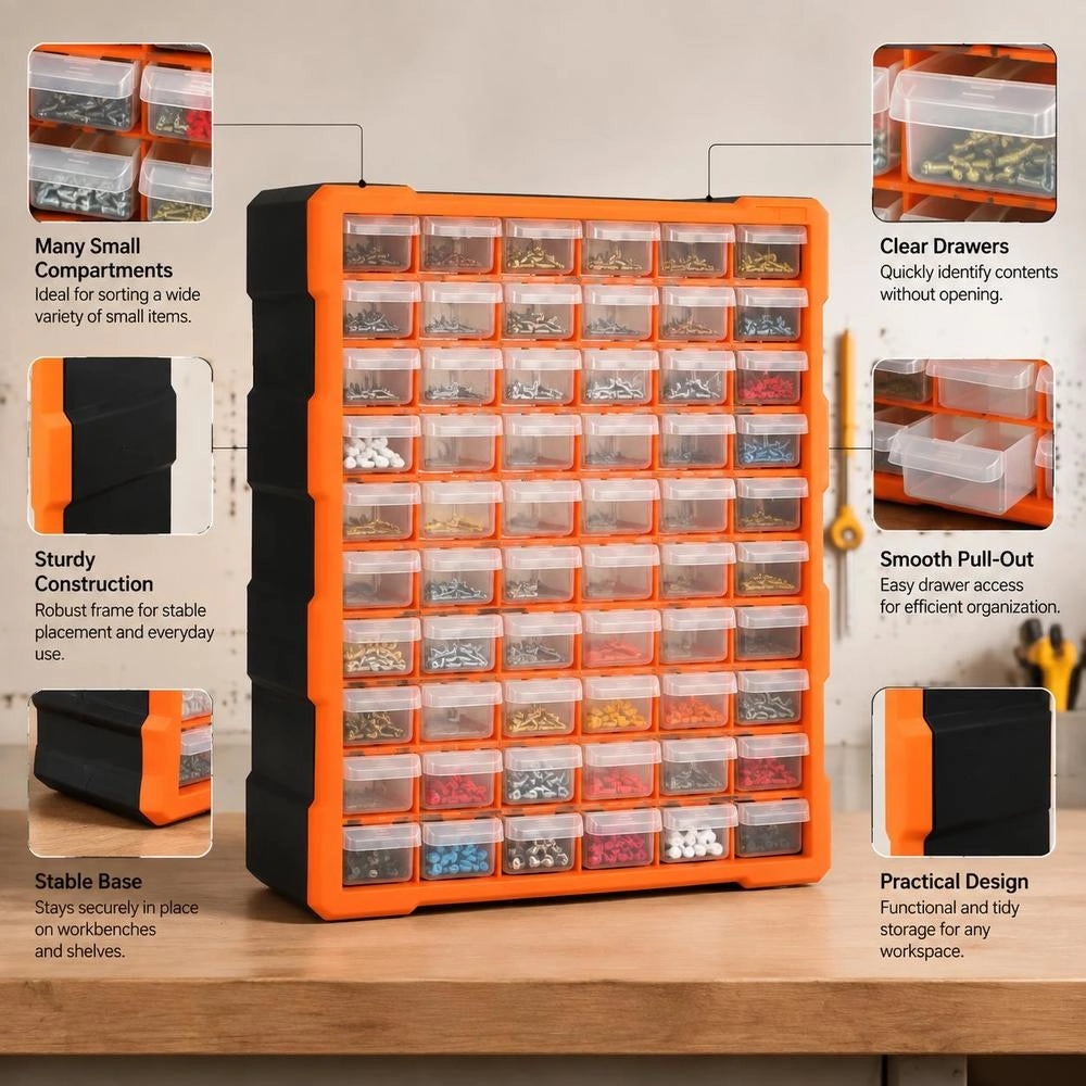 Multi-drawer Organizer With 60 Drawers, 38x16x47.5 Cm