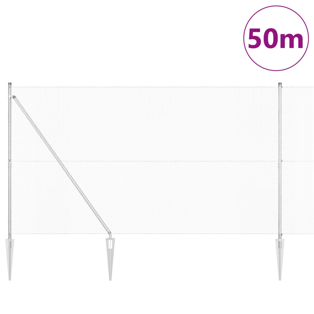 Recinzione in Rete Saldato con 13 Picchetti 1.5x50 m Acciaio Zincato
