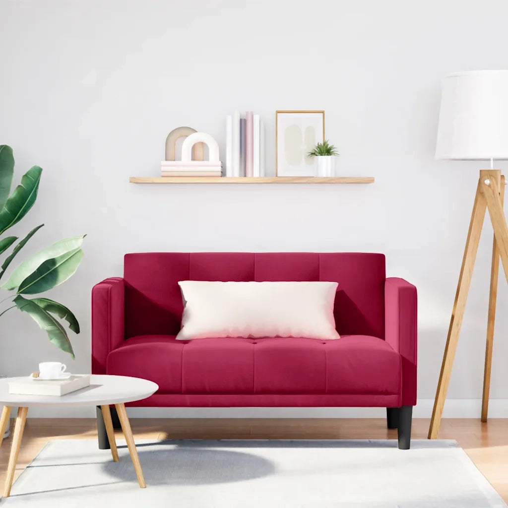 Divano | Divano da soggiorno | Sofa Divanetto Rosso Vino 111 cm in Velluto
