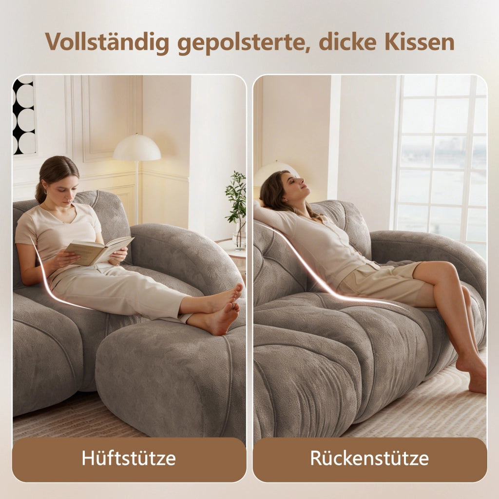 Divano modulare senza telaio a quattro posti in ciniglia con design antiscivolo e senza montaggio, taupe