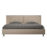 BS COM Letto matrimoniale king size contenitore imbottito 200x210 similpelle tortora