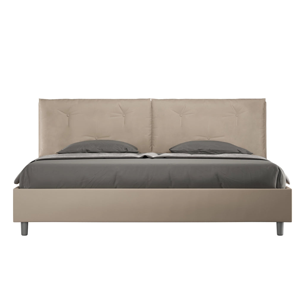 BS COM Letto matrimoniale king size contenitore imbottito 200x210 similpelle tortora
