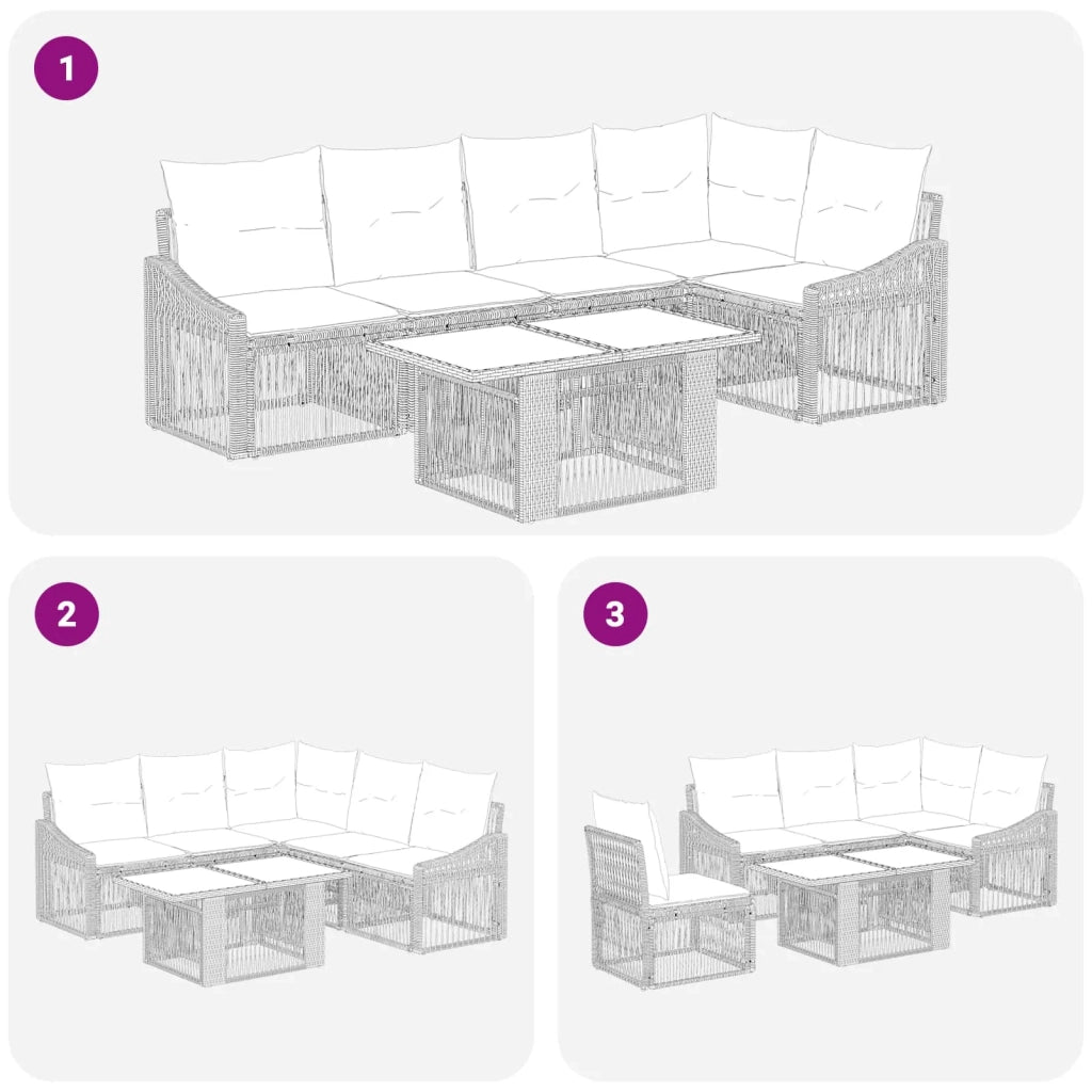 Set Divano da Giardino 6 pz Nero e Bianco Crema polyrattan 3437248