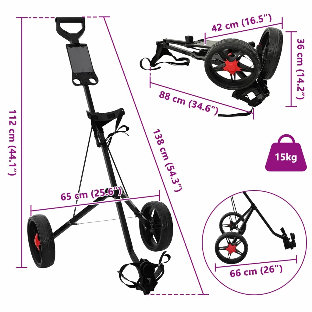 Carrello da golf Nero 66 x 65 x 112 cm Ferro CFW5267414